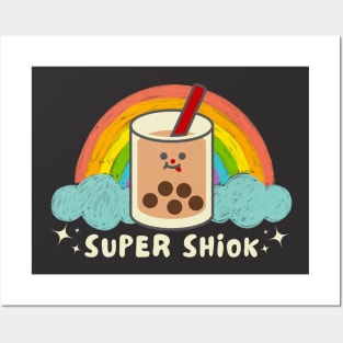 Super Shiok Bubble Tea Cute Colourful Rainbow Funny Singlish Star Posters and Art